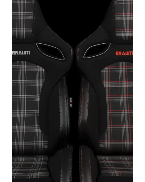 BRAUM Racing Seats Orue-S Series Sport Seats Black & Red Plaid Pair