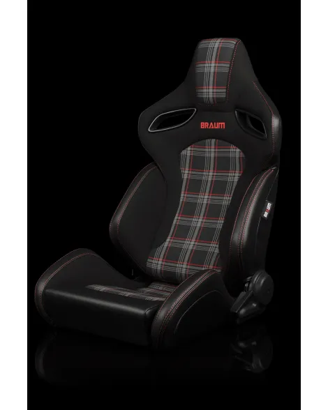 BRAUM Racing Seats Orue-S Series Sport Seats Black & Red Plaid Pair