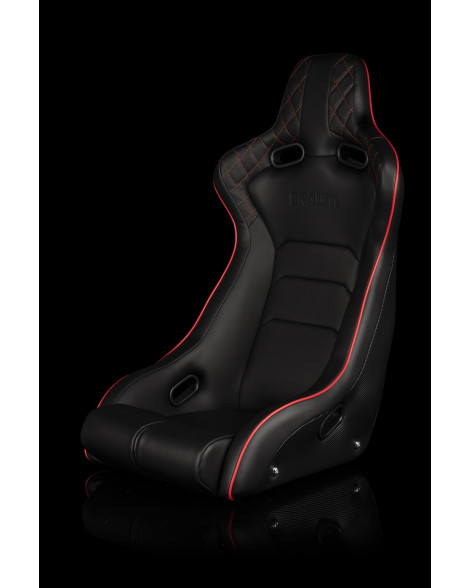 BRAUM Racing Seats Venom-X Series Fixed Back Bucket Seat [Diamond Ed. Red Piping] Single