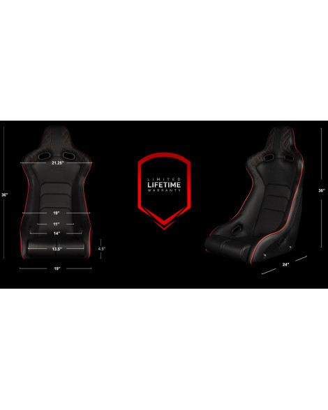 BRAUM Racing Seats Venom-X Series Fixed Back Bucket Seat [Diamond Ed. Red Piping] Single