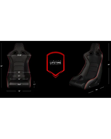 BRAUM Racing Seats Venom-X Series Fixed Back Bucket Seat [Diamond Ed. Red Piping] Single