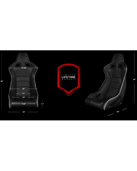 BRAUM Racing Seats Venom-X Series Fixed Back Bucket Seat [Diamond Ed. White Piping] Single