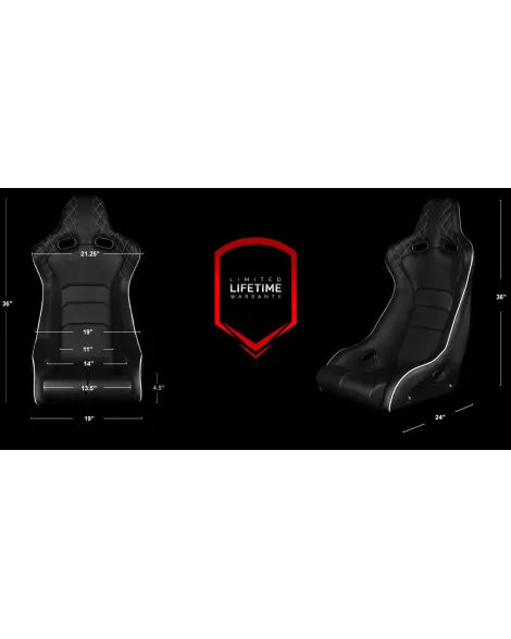 BRAUM Racing Seats Venom-X Series Fixed Back Bucket Seat [Diamond Ed. White Piping] Single