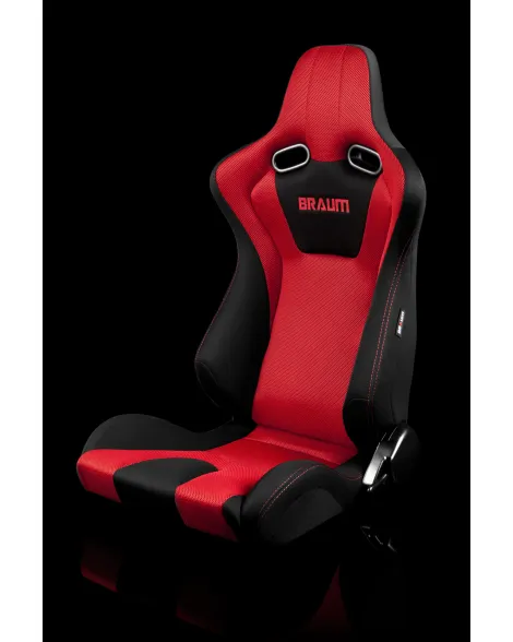 BRAUM Racing Seats Venom Series Sport Seats Black and Red Cloth (Red Stitching) Pair BRAUM Racing Seats Venom Series Sport Seats Black and Red Cloth (Red Stitching) Pair