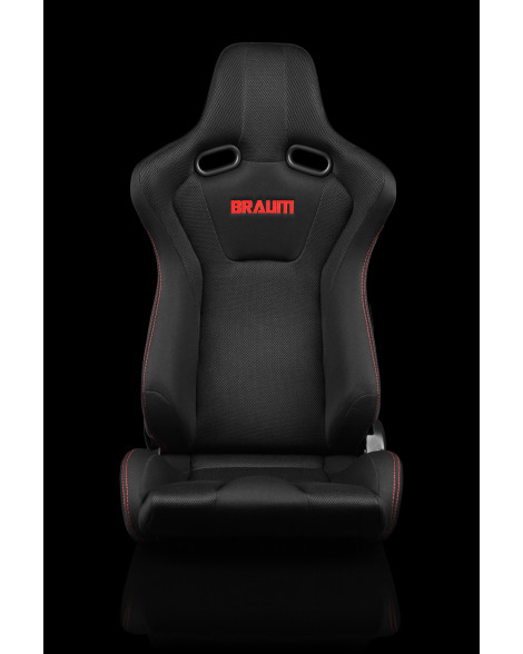 BRAUM Racing Seats Venom Series Sport Seats Black Cloth (Red Stitching) Pair BRAUM Racing Seats Venom Series Sport Seats Black Cloth (Red Stitching) Pair