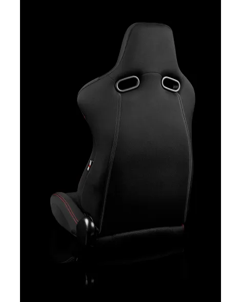 BRAUM Racing Seats Venom Series Sport Seats Black Cloth (Red Stitching) Pair