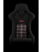 BRAUM Racing Seats Falcon-R Series Fixed Back Bucket Composite Seat Black | Red Plaid Single BRAUM Racing Seats Falcon-R Series Fixed Back Bucket Composite Seat Black | Red Plaid Single