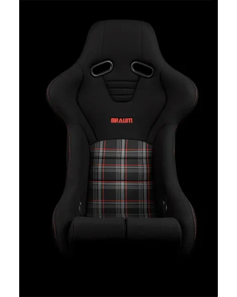BRAUM Racing Seats Falcon-R Series Fixed Back Bucket Composite Seat Black | Red Plaid Single BRAUM Racing Seats Falcon-R Series Fixed Back Bucket Composite Seat Black | Red Plaid Single