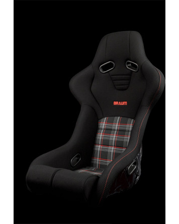BRAUM Racing Seats Falcon-R Series Fixed Back Bucket Composite Seat Black | Red Plaid Single BRAUM Racing Seats Falcon-R Series Fixed Back Bucket Composite Seat Black | Red Plaid Single