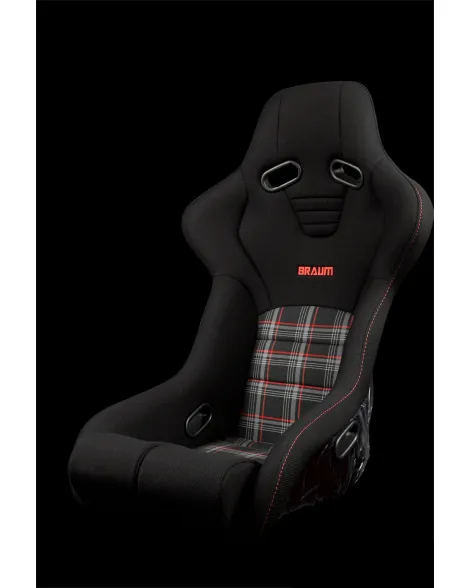 BRAUM Racing Seats Falcon-R Series Fixed Back Bucket Composite Seat Black | Red Plaid Single BRAUM Racing Seats Falcon-R Series Fixed Back Bucket Composite Seat Black | Red Plaid Single