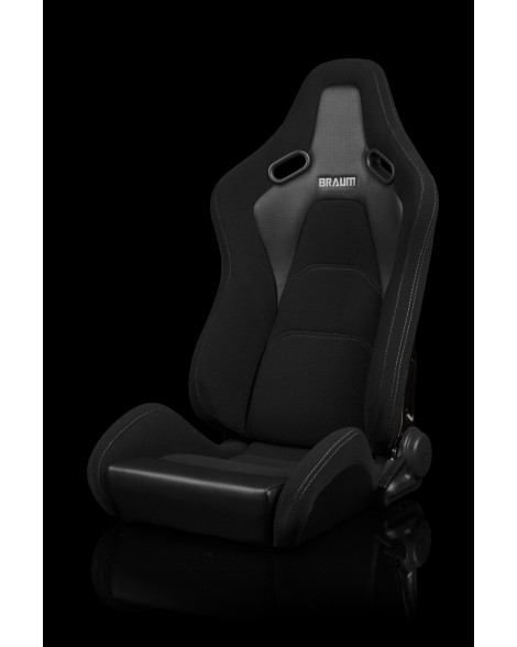 BRAUM Racing Seats Falcon-S Series Sport Seats Black Cloth / Grey Stitching PAIR