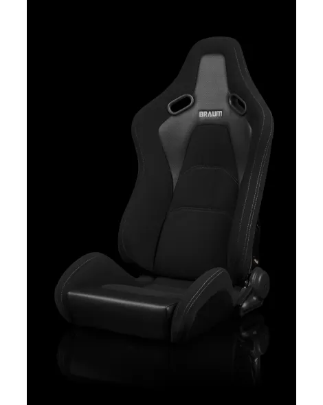 BRAUM Racing Seats Falcon-S Series Sport Seats Black Cloth / Grey Stitching PAIR BRAUM Racing Seats Falcon-S Series Sport Seats Black Cloth / Grey Stitching PAIR