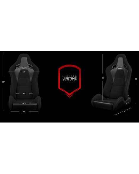 BRAUM Racing Seats Falcon-S Series Sport Seats Black Cloth / Grey Stitching PAIR