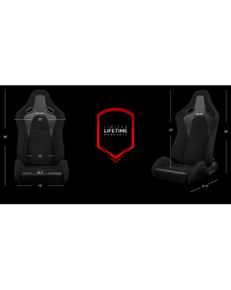 BRAUM Racing Seats Falcon-S Series Sport Seats Black Cloth / Grey Stitching PAIR BRAUM Racing Seats Falcon-S Series Sport Seats Black Cloth / Grey Stitching PAIR