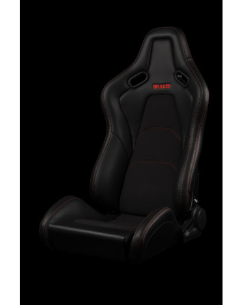 BRAUM Racing Seats Falcon-S Series Sport Seats Black / Red Stitching PAIR BRAUM Racing Seats Falcon-S Series Sport Seats Black / Red Stitching PAIR