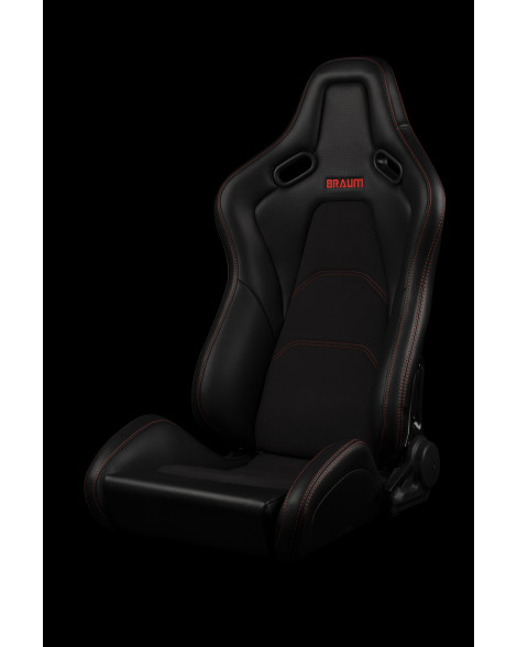 BRAUM Racing Seats Falcon-S Series Sport Seats Black / Red Stitching PAIR BRAUM Racing Seats Falcon-S Series Sport Seats Black / Red Stitching PAIR