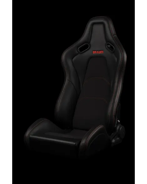 BRAUM Racing Seats Falcon-S Series Sport Seats Black / Red Stitching PAIR BRAUM Racing Seats Falcon-S Series Sport Seats Black / Red Stitching PAIR