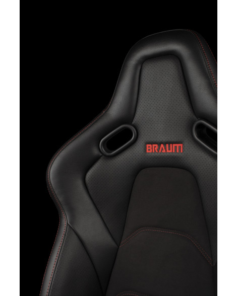BRAUM Racing Seats Falcon-S Series Sport Seats Black / Red Stitching PAIR BRAUM Racing Seats Falcon-S Series Sport Seats Black / Red Stitching PAIR