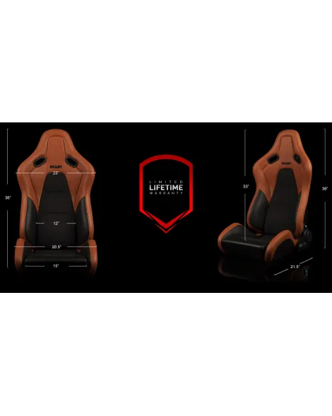 BRAUM Racing Seats Falcon-S Series Sport Seats British Tan / Black Stitching PAIR BRAUM Racing Seats Falcon-S Series Sport Seats British Tan / Black Stitching PAIR