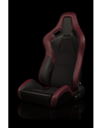 BRAUM Racing Seats Falcon-S Series Sport Seats Maroon Leatherette | Alcantara PAIR BRAUM Racing Seats Falcon-S Series Sport Seats Maroon Leatherette | Alcantara PAIR