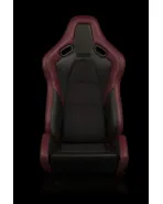 BRAUM Racing Seats Falcon-S Series Sport Seats Maroon Leatherette | Alcantara PAIR BRAUM Racing Seats Falcon-S Series Sport Seats Maroon Leatherette | Alcantara PAIR