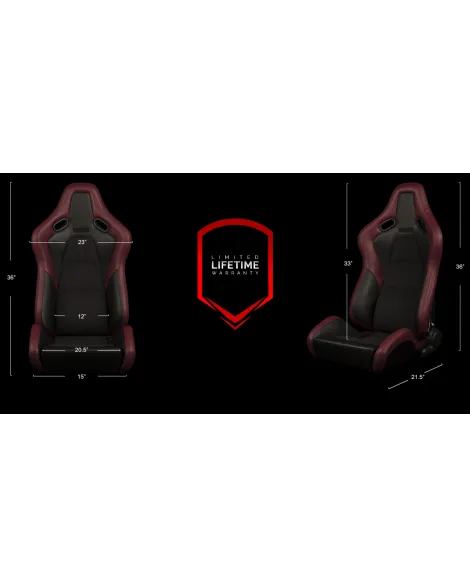 BRAUM Racing Seats Falcon-S Series Sport Seats Maroon Leatherette | Alcantara PAIR