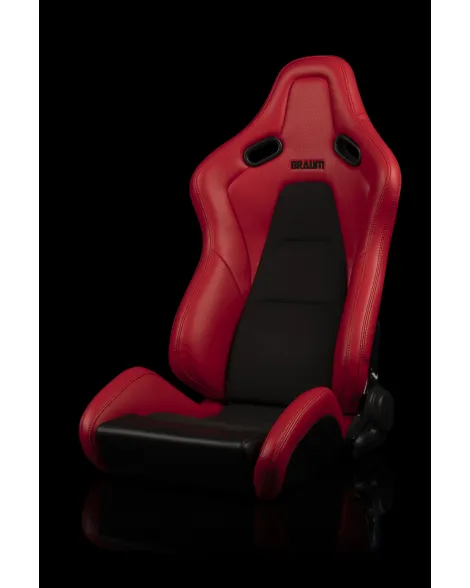 BRAUM Racing Seats Falcon-S Series Sport Seats Red / Black Stitching PAIR