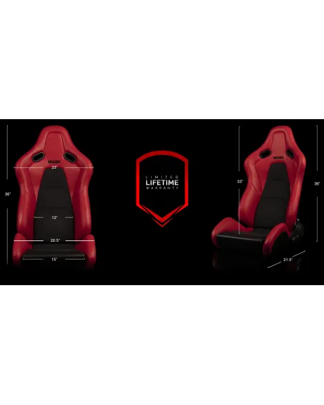 BRAUM Racing Seats Falcon-S Series Sport Seats Red / Black Stitching PAIR