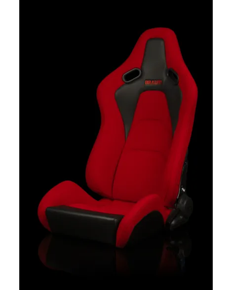 BRAUM Racing Seats Falcon-S Series Sport Seats Red Cloth / Black Stitching PAIR BRAUM Racing Seats Falcon-S Series Sport Seats Red Cloth / Black Stitching PAIR