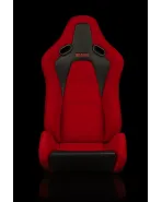 BRAUM Racing Seats Falcon-S Series Sport Seats Red Cloth / Black Stitching PAIR