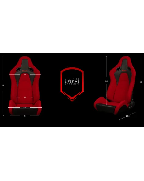 BRAUM Racing Seats Falcon-S Series Sport Seats Red Cloth / Black Stitching PAIR BRAUM Racing Seats Falcon-S Series Sport Seats Red Cloth / Black Stitching PAIR