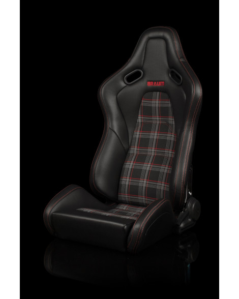 BRAUM Racing Seats Falcon-S Series Sport Seats Black & Red Plaid PAIR BRAUM Racing Seats Falcon-S Series Sport Seats Black & Red Plaid PAIR