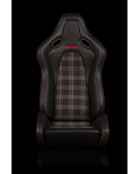 BRAUM Racing Seats Falcon-S Series Sport Seats Black & Red Plaid PAIR BRAUM Racing Seats Falcon-S Series Sport Seats Black & Red Plaid PAIR