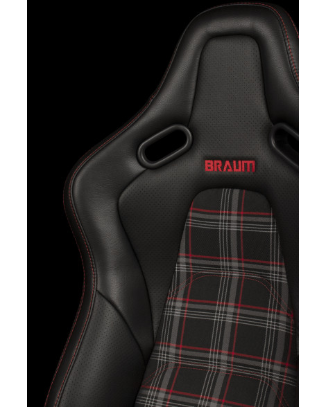 BRAUM Racing Seats Falcon-S Series Sport Seats Black & Red Plaid PAIR BRAUM Racing Seats Falcon-S Series Sport Seats Black & Red Plaid PAIR