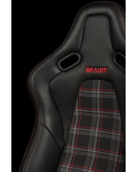 BRAUM Racing Seats Falcon-S Series Sport Seats Black & Red Plaid PAIR BRAUM Racing Seats Falcon-S Series Sport Seats Black & Red Plaid PAIR