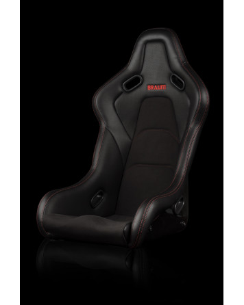 BRAUM Falcon-S Fixed Back Bucket Composite Seat Black Alcantara | Red Stitching Single