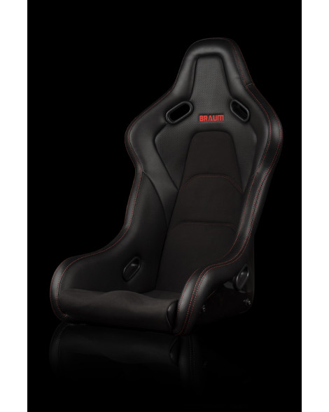 BRAUM Falcon-S Fixed Back Bucket Composite Seat Black Alcantara | Red Stitching Single BRAUM Falcon-S Fixed Back Bucket Composite Seat Black Alcantara | Red Stitching Single