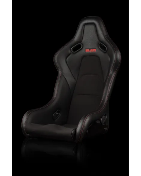 BRAUM Falcon-S Fixed Back Bucket Composite Seat Black Alcantara | Red Stitching Single