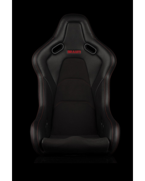 BRAUM Falcon-S Fixed Back Bucket Composite Seat Black Alcantara | Red Stitching Single BRAUM Falcon-S Fixed Back Bucket Composite Seat Black Alcantara | Red Stitching Single