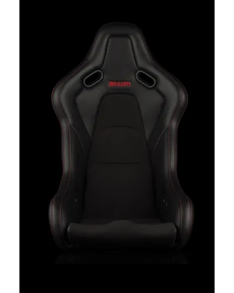 BRAUM Falcon-S Fixed Back Bucket Composite Seat Black Alcantara | Red Stitching Single