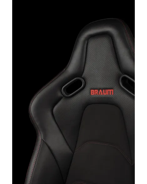 BRAUM Falcon-S Fixed Back Bucket Composite Seat Black Alcantara | Red Stitching Single