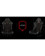 BRAUM Falcon-S Fixed Back Bucket Composite Seat Black Alcantara | Red Stitching Single BRAUM Falcon-S Fixed Back Bucket Composite Seat Black Alcantara | Red Stitching Single
