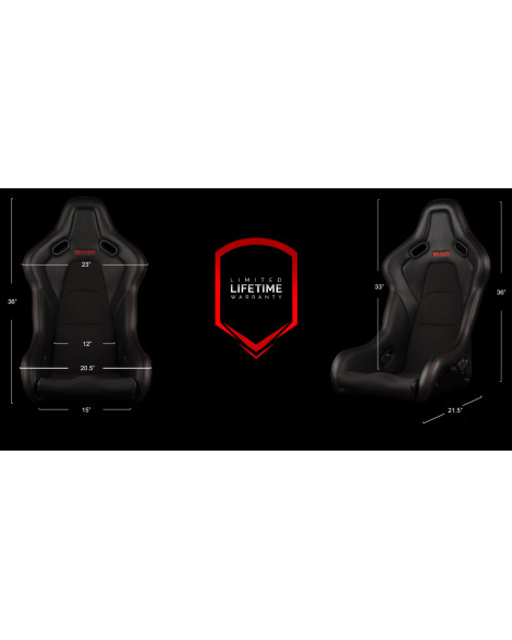 BRAUM Falcon-S Fixed Back Bucket Composite Seat Black Alcantara | Red Stitching Single BRAUM Falcon-S Fixed Back Bucket Composite Seat Black Alcantara | Red Stitching Single