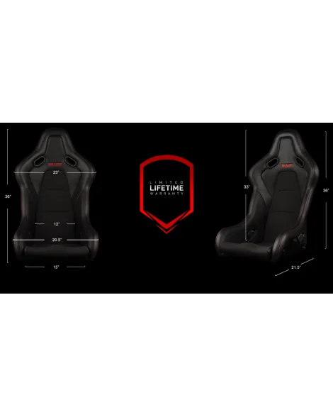 BRAUM Falcon-S Fixed Back Bucket Composite Seat Black Alcantara | Red Stitching Single
