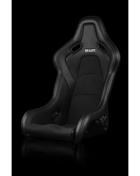 BRAUM Falcon-S Fixed Back Bucket Composite Seat Black Alcantara | White Stitching Single BRAUM Falcon-S Fixed Back Bucket Composite Seat Black Alcantara | White Stitching Single