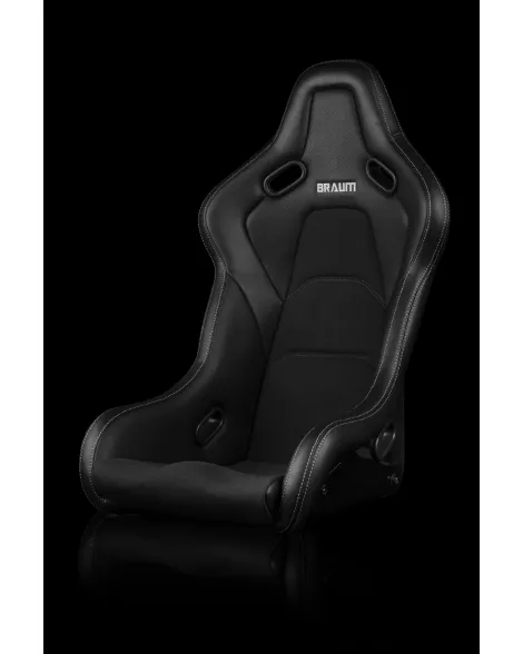 BRAUM Falcon-S Fixed Back Bucket Composite Seat Black Alcantara | White Stitching Single BRAUM Falcon-S Fixed Back Bucket Composite Seat Black Alcantara | White Stitching Single
