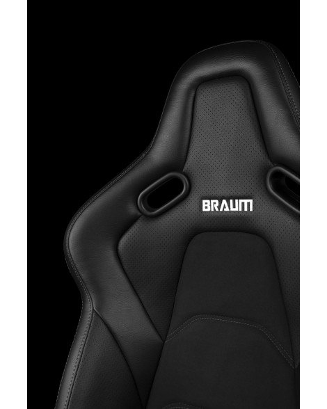 BRAUM Falcon-S Fixed Back Bucket Composite Seat Black Alcantara | White Stitching Single BRAUM Falcon-S Fixed Back Bucket Composite Seat Black Alcantara | White Stitching Single
