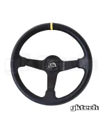GKTech 350MM Deep Dished Leather Steering Wheel With Yellow Stripe GKTech 350MM Deep Dished Leather Steering Wheel With Yellow Stripe