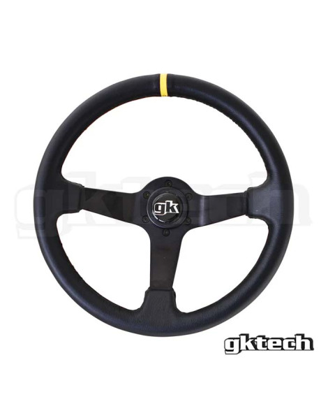 GKTech 350MM Deep Dished Leather Steering Wheel With Yellow Stripe GKTech 350MM Deep Dished Leather Steering Wheel With Yellow Stripe