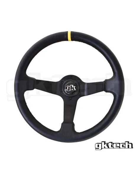 GKTech 350MM Deep Dished Leather Steering Wheel With Yellow Stripe GKTech 350MM Deep Dished Leather Steering Wheel With Yellow Stripe